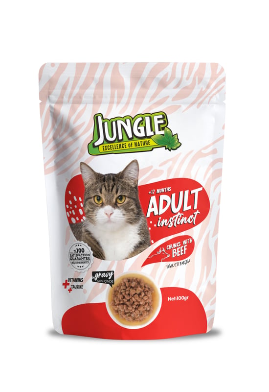 Jungle 100 Gr Pouch Kedi Maması Yetişkin Dana Eti Parçalı Jngo-006