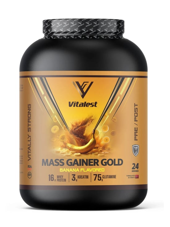 Vitalest Mass Gainer Muz Aromalı 2400g. Karbonhidrat Tozu 24 Servis