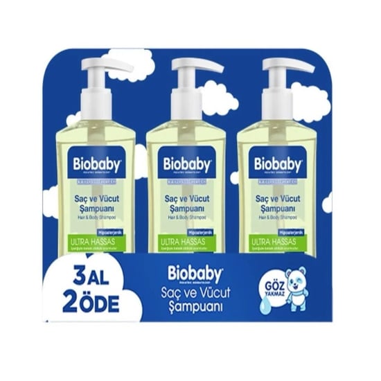 Biobaby Bebekler & Çocuklar için Saç ve Vücut Şampuanı 3 Al 2 Öde