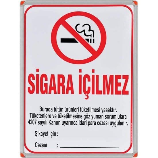 Sigara İçilmez Levhasi (alüminyum Çerçeve)