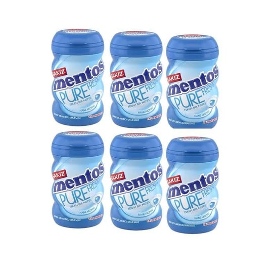 Mentos Fresh Pure Şekersiz Tatlandırıcılı Sakız 6 Adet X 90 G - Nane Aromalı
