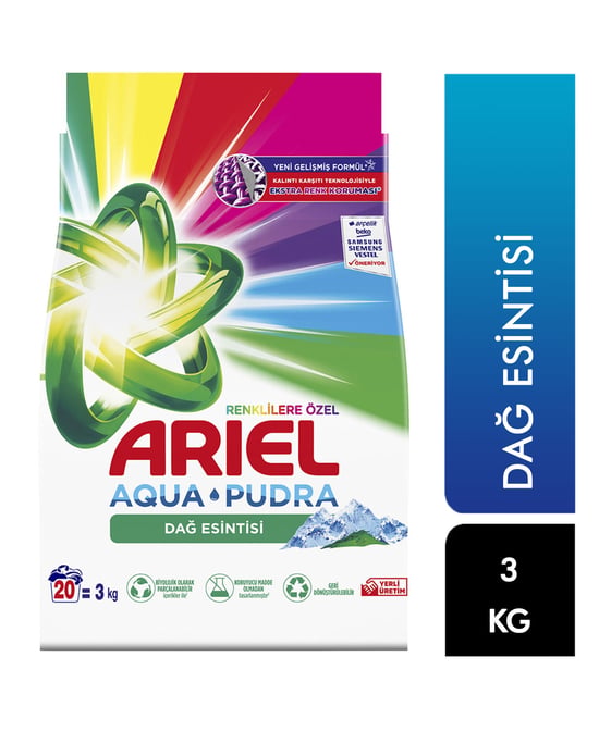 Ariel Toz Çamaşır Deterjanı 3 kg Dağ Esintisi Renklilere Özel
