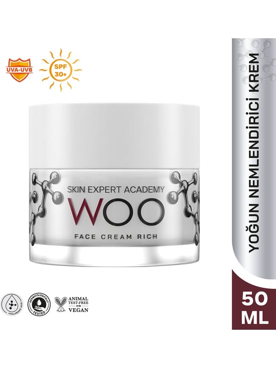 Woo Skin Expert Academy Face Cream Rich Yoğun Nemlendirici Güneş Korumalı Spf30 Yüz Kremi 50ml Uva-uvb