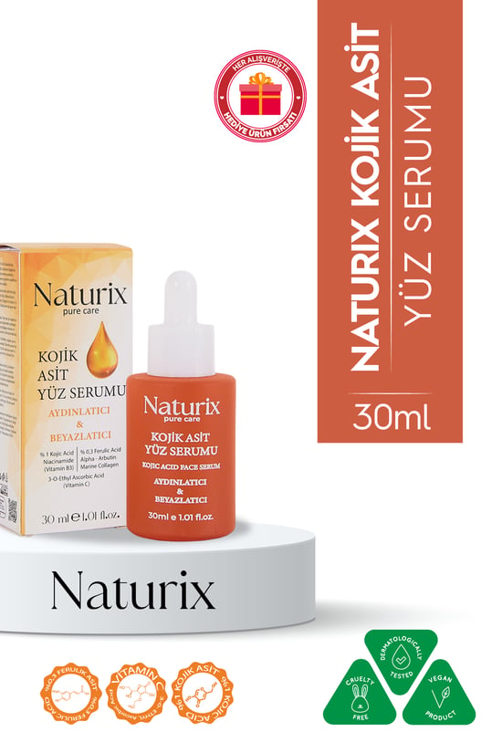 Naturix Kojik Asitli Yüz Serumu Aydınlatıcı Bakım Serumu 30 ml