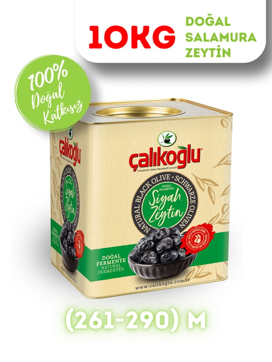 Çalıkoğlu Doğal Gemlik Özel Salamura Siyah Zeytin 10 Kg (261-290) M