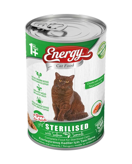 Energy Yaş Kedi Maması 400 Gr Somonlu Kısırlaştırılmış