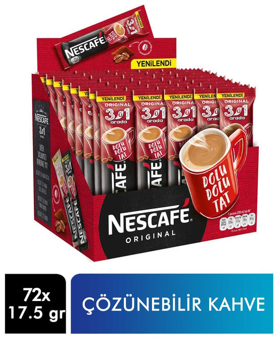 Nescafe 3'ü 1 Arada 17,5 Gr 72'li Paket