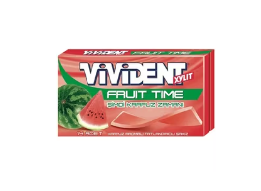 Vivident Fruit Time Cüzdan 26gr 18li Paket Karpuz Aromali
