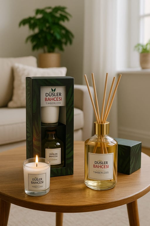 Düşler Bahçesi Çubuklu Oda Kokusu 100 Ml ve Kokulu Mum Seti 120 Gr