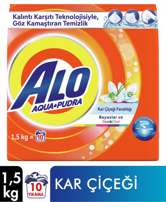 Alo Toz Çamaşır Deterjanı 10 Yıkama 1,5 Kg Kar Çiçeği Ferahlığı
