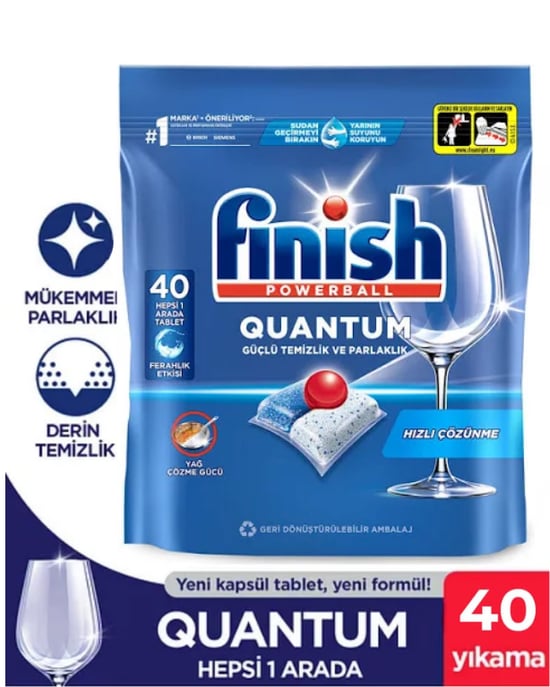 Finish Quantum Hepsi Bir Arada 40 Yıkama Bulaşık Makinesi Tableti