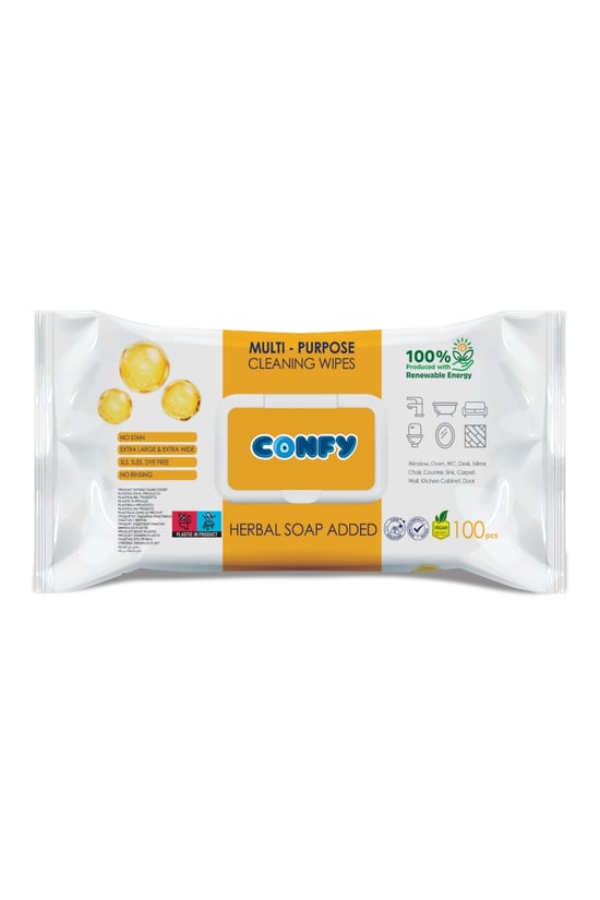 Confy Yüzey Temizlik Havlusu ve Mendili – Arap Sabunu Kokulu (100 Yaprak)