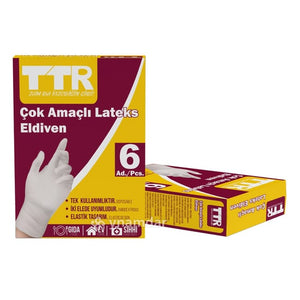 TTR Çok Amaçlı Universal Size Latex Eldiven 6 X 24'lü