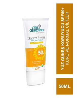 Cire Aseptine Yüz Güneş Koruyucu 50+spf Çok Yüksek Kuru Normal Ciltler için Nemlendirici 50ml