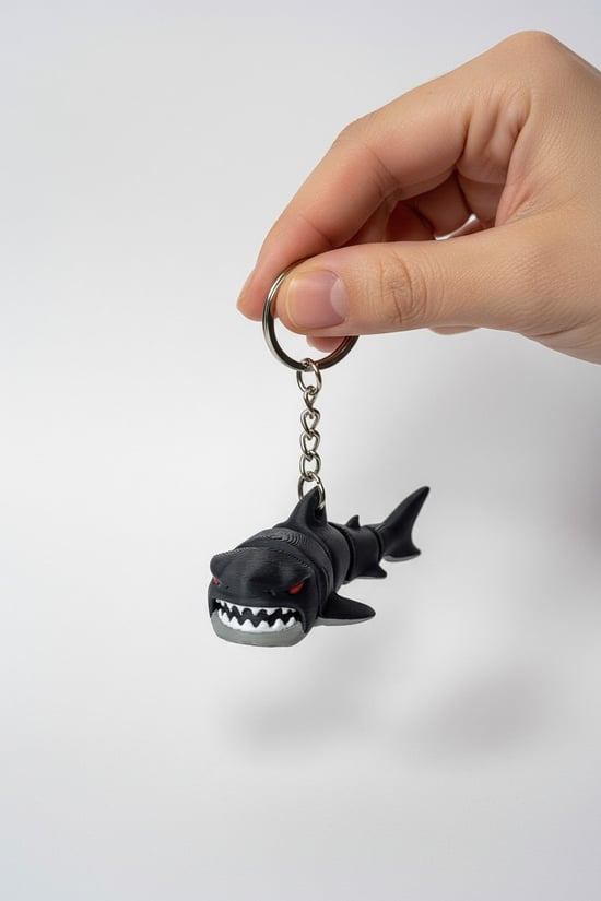 Megalodon Köpekbalığı Figürlü Hareketli Anahtarlık