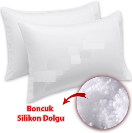 Private 2 Adet Otel Tipi Boncuk Silikonlu Yastık Akfil 63 Tel Dokuma %100 50x70 Cm