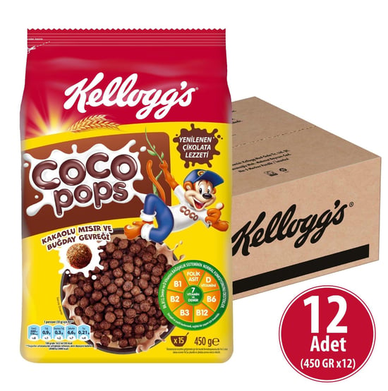Kellogg's Coco Pops Topları 450 Gr X 12 Adet, Lif, Demir ve 7 Vit