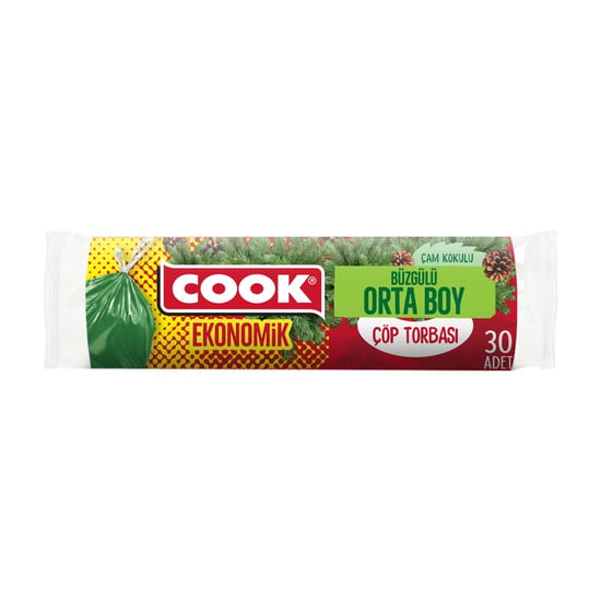 Cook Ekonomik Büzgülü Çam Kokulu Orta Boy Çöp Torbası 55x60 Cm 30'lu