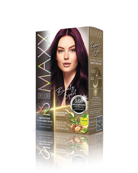 Maxx Deluxe Beauty Expert Set Saç Boyası 3.66 Patlıcan Moru