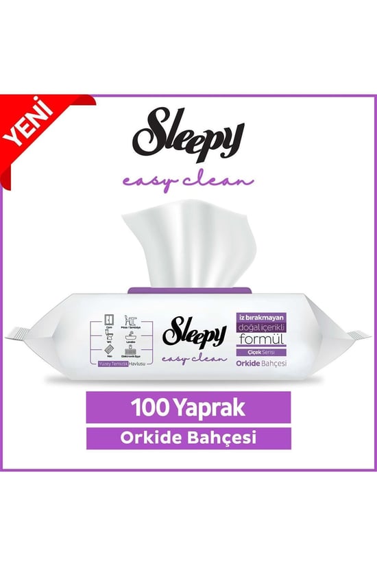 Sleepy Easy Clean Orkide Bahçesi Yüzey Temizlik Havlusu İslak Mendil 100 Lü