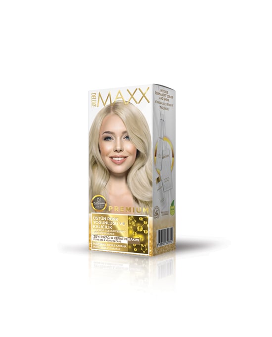 Maxx Deluxe Premium Yarı Kit Set Saç Boyası 0.1 Platin Sarısı