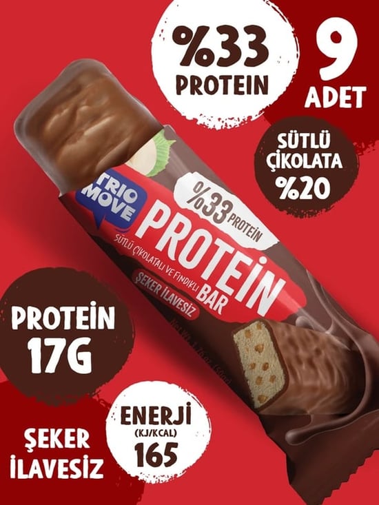 Trio Move %33 Protein Bar Fındıklı ve Sütlü 50 Gr
