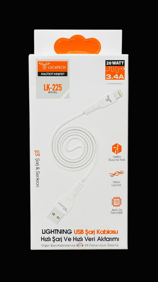 Lucatech Lk-225 Usb Lightning ( İphone Uyumlu) Şarj Kablosu 3.4a