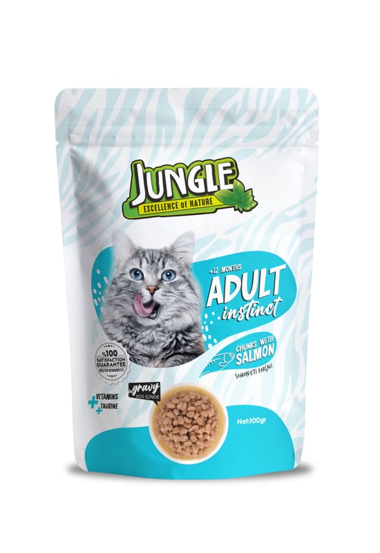 Jungle 100 Gr Pouch Kedi Maması Yetişkin Somon Parçalı Jngo-004