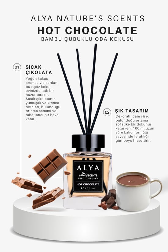 Alya Nature's Scents Hot Chocolate Bambu Çubuklu Oda Kokusu- Sıcak Çikolata Kokusu