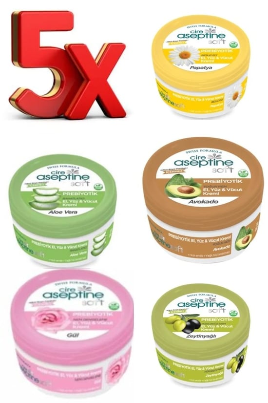 Cire Aseptine El Kremi 30 Ml X 5 Adet | Aloe Vera + Gül + Papatya + Zeytinyağlı + Avakado