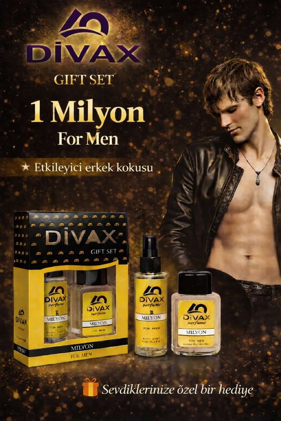 Divax Kofre Set Erkek Parfümü 1 Milyon 50 Ml. Edc + 100 Ml. Body Mist