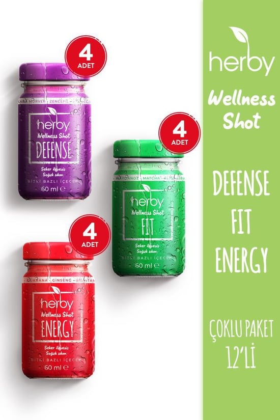 Herby Wellness Shot 12'li Deneme Paketi Bitki Bazlı İçecek 60 Ml
