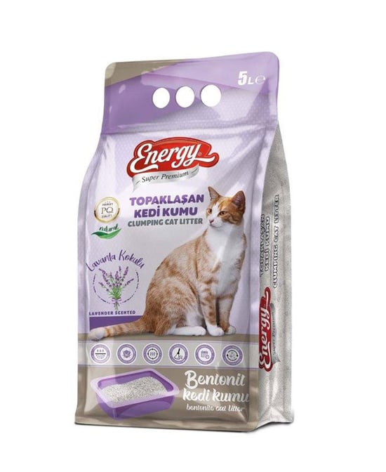 Energy Süper Premium Bentonit Kedi Kumu 5 Lt Lavanta Kokulu