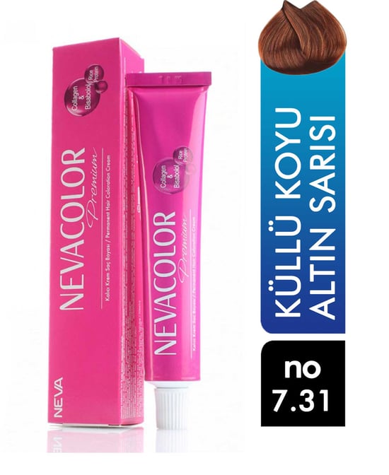 Nevacolor Premium Tüp Saç Boyası Küllü Koyu Altın Sarısı 7.31