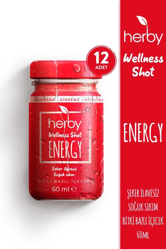 Energy Ginseng Shot 12'li Paket Enerji Desteği Bitki Bazlı İçecek 60 Ml