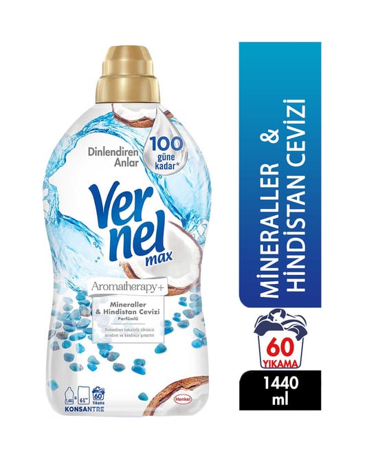 Vernel Max Çamaşır Yumuşatıcı 1440 Ml Mineraller & Hindistan Cevizi