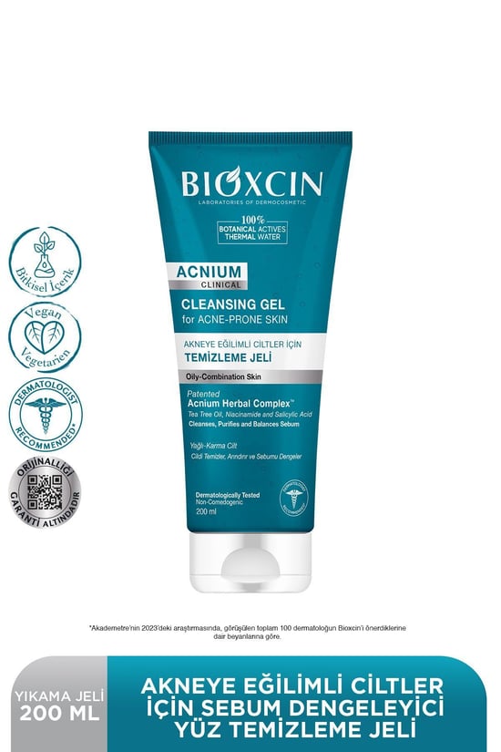 Bioxcin Acnium Akneye Eğilimli Ciltler için Temizleme Jeli 200 Ml