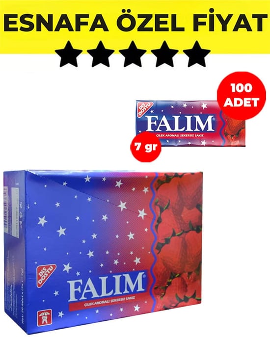 Falım Çilek 5'li 7 Gr 100 Adet Sakız