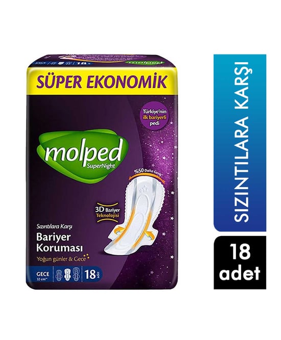 Molped Hijyenik Ped 18'li Gece Supernight