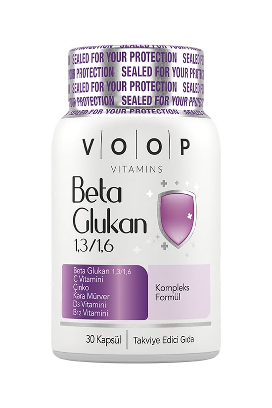 Voop Beta Glukan Kara Mürver, C Vitamini, Çinko Bitkisel Vegan 30 Kapsül