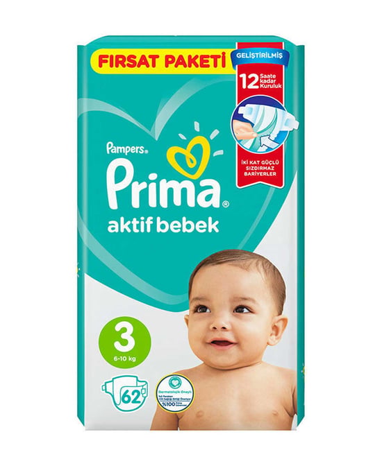 Prima Aktif Bebek Bezi Fırsat Paketi No:3 62'li Mini