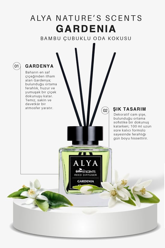 Alya Nature's Scents Gardenia Bambu Çubuklu Oda Kokusu- Gardenya Kokusu