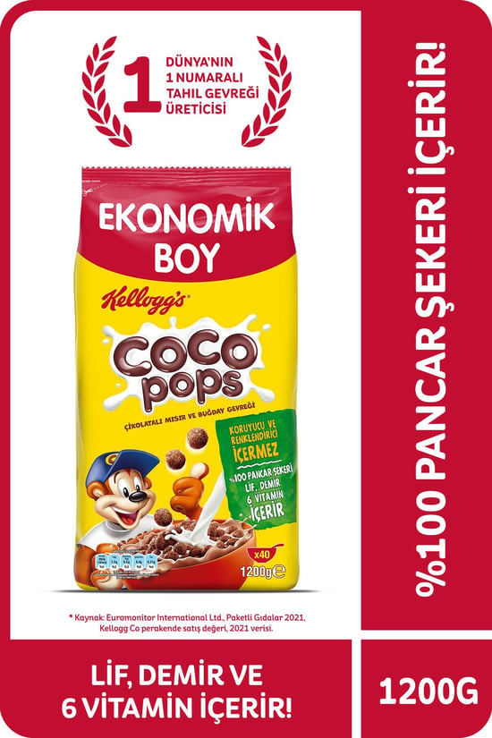 Kellogg's Coco Pops Çikolatalı Buğday ve Mısır Gevreği 1200 Gr