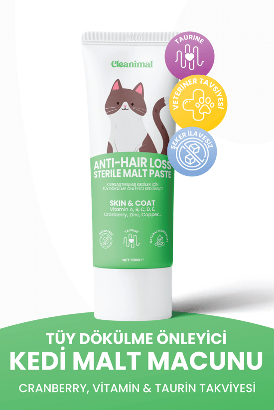 Cleanimal Kediler İçin Tüy Dökülme Önleyici Malt Macun – 100 Gr