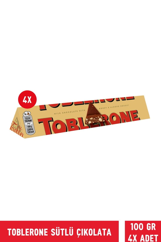 Toblerone Sütlü Çikolata 100 Gr -(4 X 100 Gr) 4 Adet