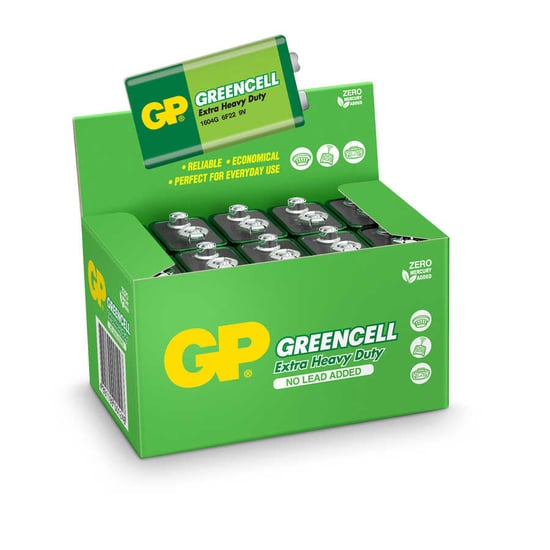 Gp Batteries Gp1604g Greencell 6f22/1222/9v Pil, 9 Volt, 10'lu Kutu