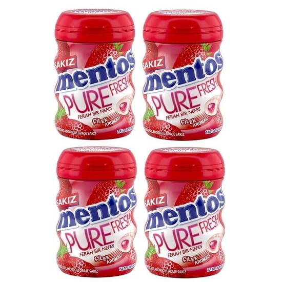 Mentos Pure Fresh Sakız Çilek 60 Gr Şişe X 4 Adet