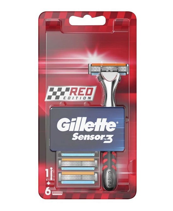 Gillette Sensor Tıraş Makinesi + 6 Yedek Bıçak Red Edition