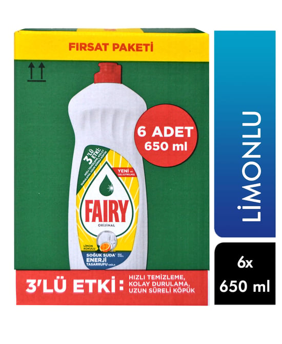 Fairy Sıvı Bulaşık Deterjanı 6x650 ml Limon