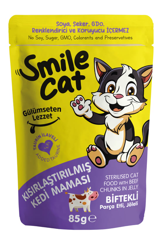 Smile 85 Gr Pouch Kedi Maması Kısır Biftekli Sml-011
